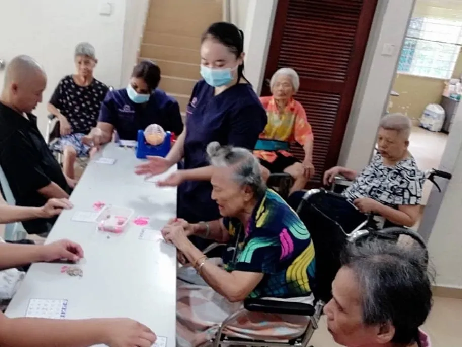 Activity session with residents and staff at Green Acres Care Centre