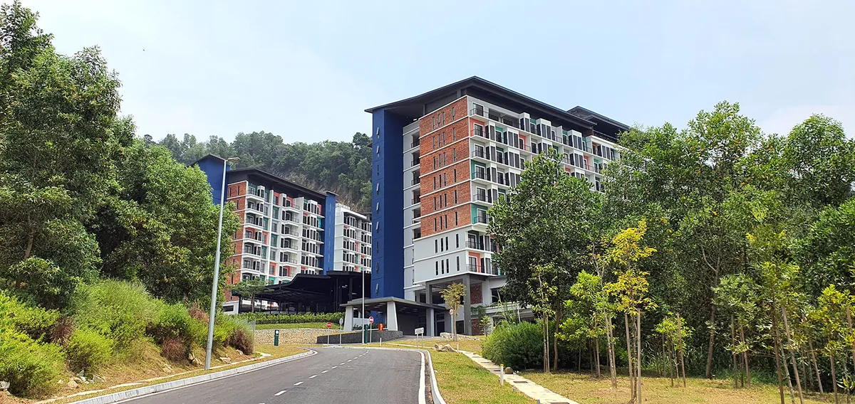 Millennia Village retirement resort residential blocks set in the green Seremban hills
